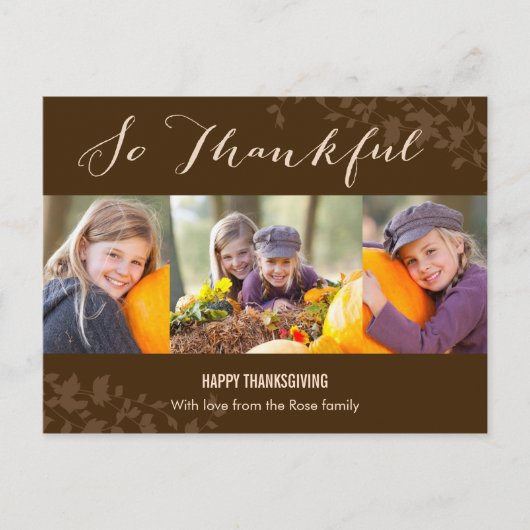 So Thankful Thanksgiving Photo Card シーズンポストカード (正面)