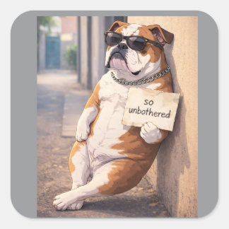 So Unbothered Dog Sticker – Calm Confidence, No Ex スクエアシール