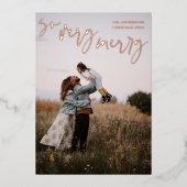 So Very Merry Modern Calligraphy Family Photo Gold 箔シーズンカード (正面)