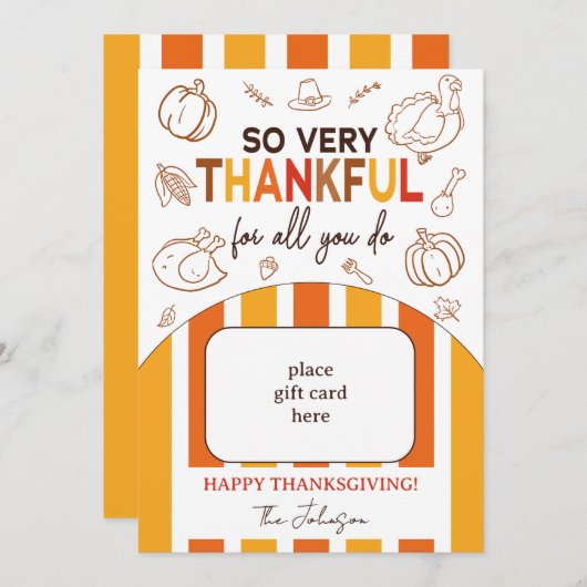 So Very Thankful Fall Thanksgiving Gift Card Holde 招待状 (正面/裏面)