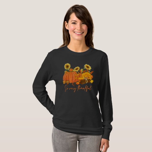 So Very Thankful Grateful Thanksgiving Fall  Pumpk Tシャツ (正面フル)