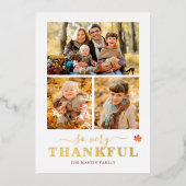So Very Thankful Thanksgiving Photo Collage 箔シーズンカード (正面)