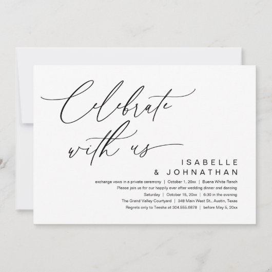 So, We Eloped, Romantic Wedding Dinner Party 招待状 (正面)