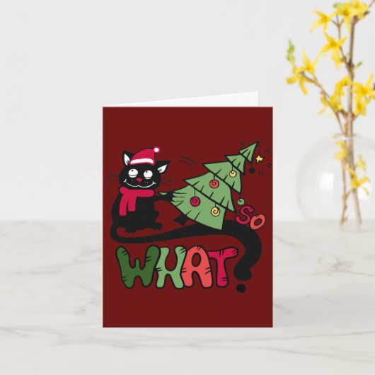 So What Cat Christmas Card カード (黄色い花)