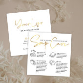 Soapバー気に指示シックなホワイト&金ゴールドロゴ スクエア名刺