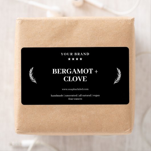 Soapラベルパーソナライズされた黒の背景シール ラベル (インサイチュ)
