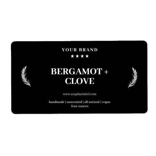 Soapラベルパーソナライズされた黒の背景シール ラベル (正面)