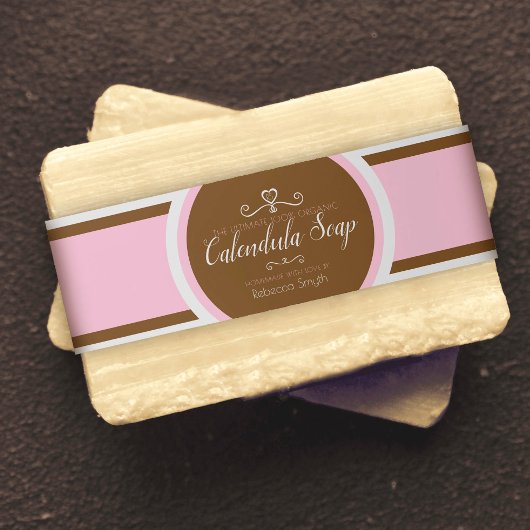 Soap美しい製品情報ラップラベルピンクブラウン 招待状ベリーバンド
