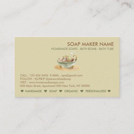 Soap Bath tub green bubble 名刺 (裏面)