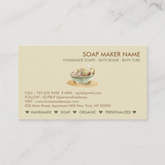 Soap bubbles Bathtub spa salon 名刺 (裏面)