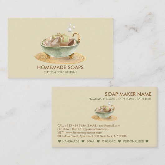 Soap bubbles Bathtub spa salon 名刺 (正面/裏面)