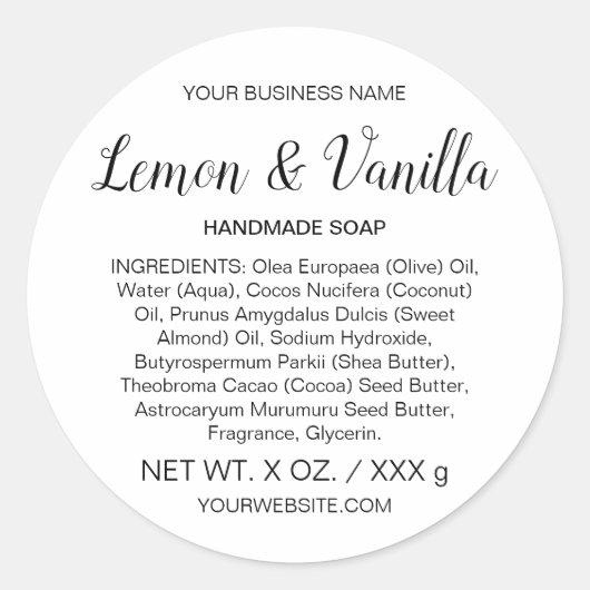 Soap or Skincare Handmade Round Product Label ラウンドシール (正面)