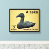 Soapstone Eider – アラスカ切手 キャンバスプリント (インサイチュ (ウッドフロア))