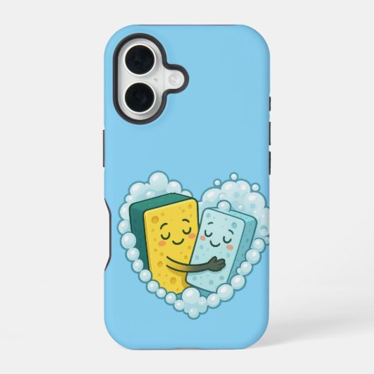 Soapy Love – スポンジと食器用洗剤 iPhone 16ケース (裏面)