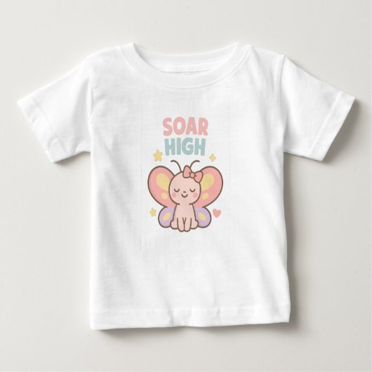 Soar High – Pastel Butterfly Joy ベビーTシャツ (正面)