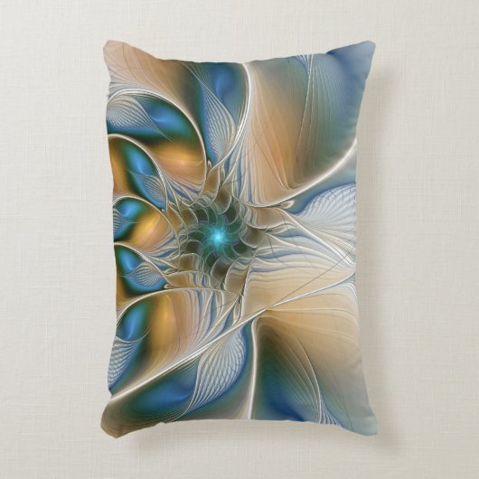 Soaring、抽象芸術ファンタジーFractal Art With Blue アクセントクッション (正面(垂直))