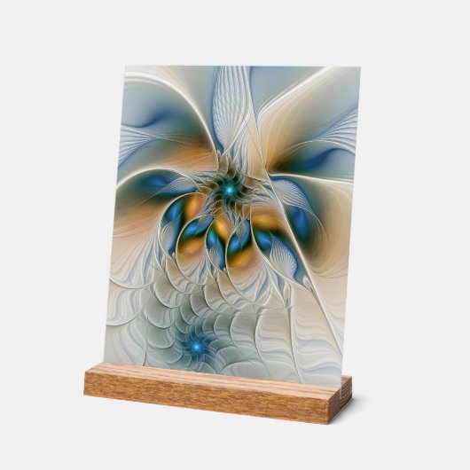 Soaring、抽象芸術ファンタジーFractal Art With Blue アクリルサイン (傾斜)