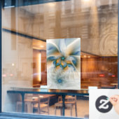 Soaring、抽象芸術ファンタジーFractal Art With Blue ウィンドウサイン (カフェ窓)