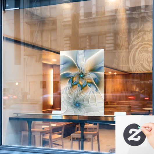 Soaring、抽象芸術ファンタジーFractal Art With Blue ウィンドウサイン (カフェ窓)