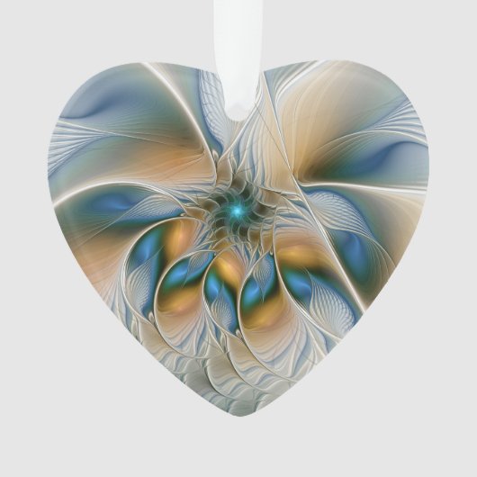 Soaring、抽象芸術ファンタジーFractal Art With Blue オーナメント (正面)