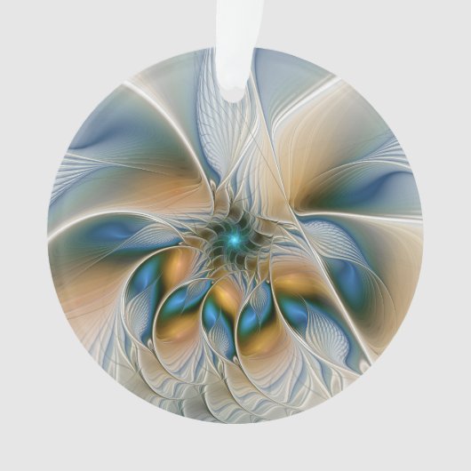 Soaring、抽象芸術ファンタジーFractal Art With Blue オーナメント (正面)