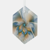 Soaring、抽象芸術ファンタジーFractal Art With Blue ガラスオーナメント (正面左)