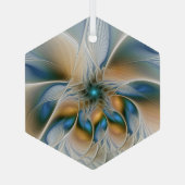Soaring、抽象芸術ファンタジーFractal Art With Blue ガラスオーナメント (裏面)