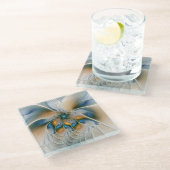 Soaring、抽象芸術ファンタジーFractal Art With Blue ガラスコースター (アングル)