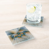 Soaring、抽象芸術ファンタジーFractal Art With Blue ガラスコースター (アングル)