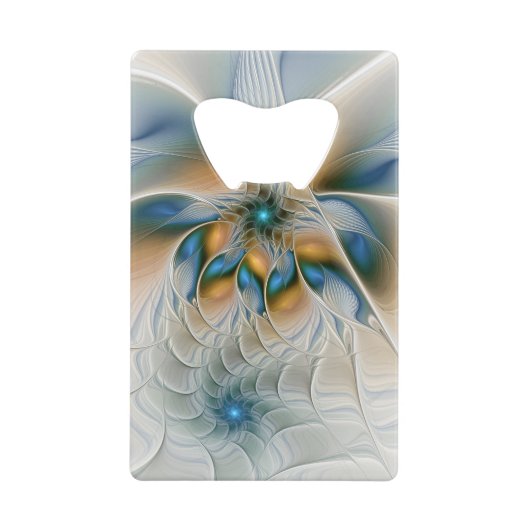 Soaring、抽象芸術ファンタジーFractal Art With Blue クレジットカード栓抜き (正面)