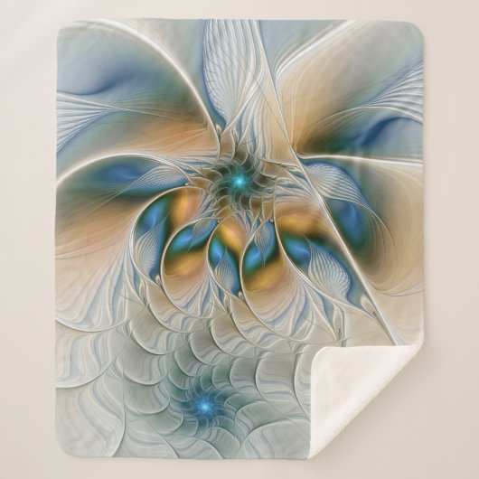 Soaring、抽象芸術ファンタジーFractal Art With Blue シェルパブランケット (正面)