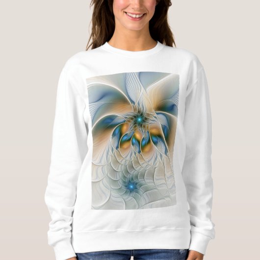 Soaring、抽象芸術ファンタジーFractal Art With Blue スウェットシャツ (正面)