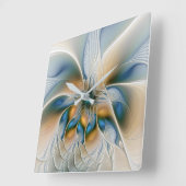 Soaring、抽象芸術ファンタジーFractal Art With Blue スクエア壁時計 (傾斜)