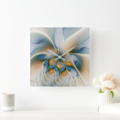 Soaring、抽象芸術ファンタジーFractal Art With Blue スクエア壁時計 (ホーム)