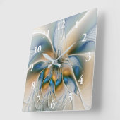 Soaring、抽象芸術ファンタジーFractal Art With Blue スクエア壁時計 (傾斜)