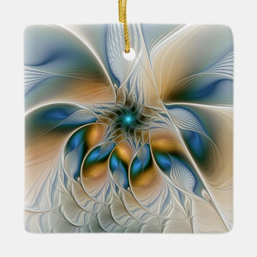 Soaring、抽象芸術ファンタジーFractal Art With Blue セラミックオーナメント (正面)