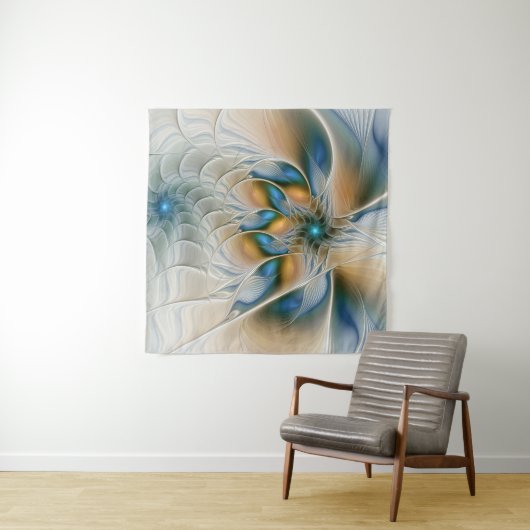 Soaring、抽象芸術ファンタジーFractal Art With Blue タペストリー (インサイチュ(横))