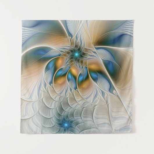 Soaring、抽象芸術ファンタジーFractal Art With Blue タペストリー (正面)