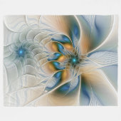 Soaring、抽象芸術ファンタジーFractal Art With Blue フリースブランケット (正面(横))