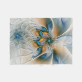 Soaring、抽象芸術ファンタジーFractal Art With Blue フリースブランケット (正面(横))