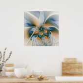 Soaring、抽象芸術ファンタジーFractal Art With Blue ポスター (キッチン)