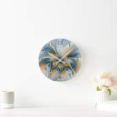 Soaring、抽象芸術ファンタジーFractal Art With Blue ラウンド壁時計 (ホーム)