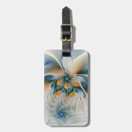 Soaring、抽象芸術ファンタジーFractal Art With Blue ラゲッジタグ (正面縦)