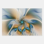 Soaring、抽象芸術ファンタジーFractal Art With Blue ラッピングペーパーシート (正面2)