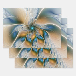 Soaring、抽象芸術ファンタジーFractal Art With Blue ラッピングペーパーシート