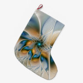 Soaring、抽象芸術ファンタジーFractal Art With Blue ラージクリスマスストッキング (正面 (吊り時))