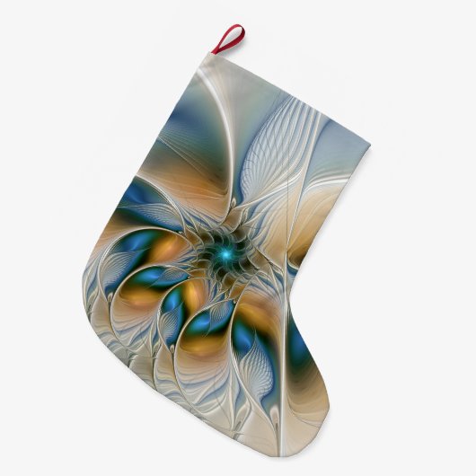 Soaring、抽象芸術ファンタジーFractal Art With Blue ラージクリスマスストッキング (正面 (吊り時))