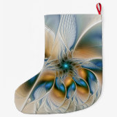 Soaring、抽象芸術ファンタジーFractal Art With Blue ラージクリスマスストッキング (裏面)