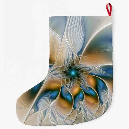 Soaring、抽象芸術ファンタジーFractal Art With Blue ラージクリスマスストッキング (裏面)