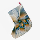 Soaring、抽象芸術ファンタジーFractal Art With Blue ラージクリスマスストッキング (裏面 (吊り時))